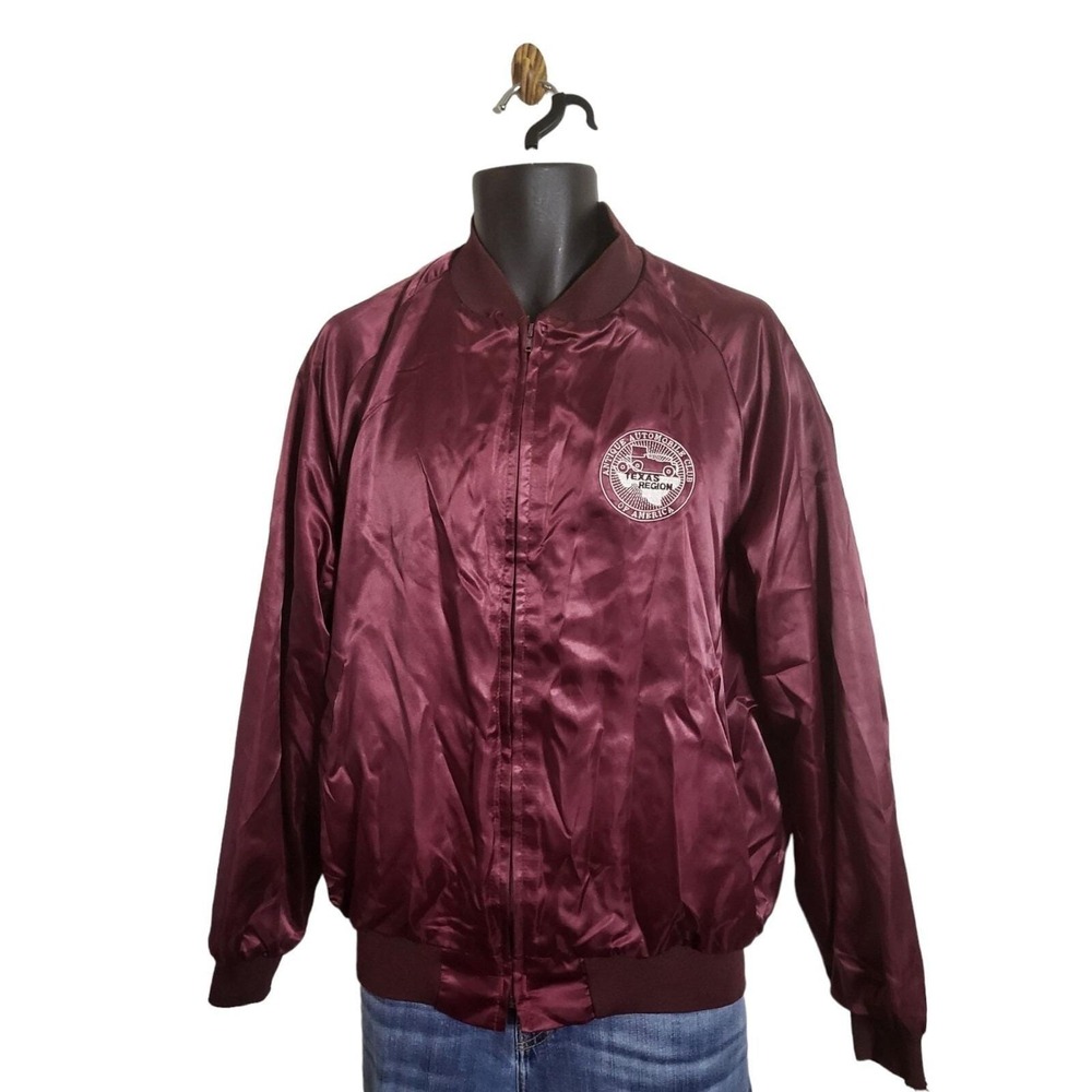 Vintage Westark USA Windbreaker Jacket Mens M Antique Automobile Club Burgundy